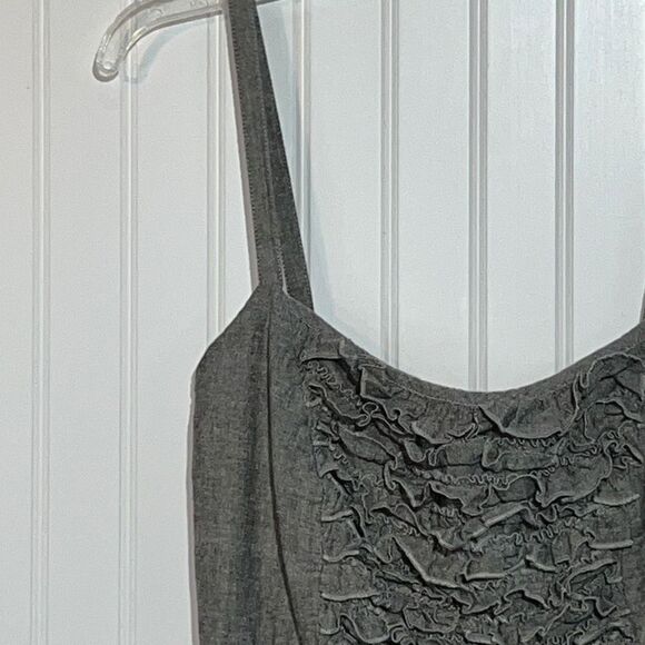 BeBop Women Elastic Waist Chambray Ruffle Sleeveless Dress Size Medium - Black - Picture 2 of 11
